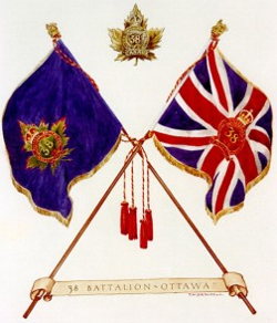 Regimental and King's Colours of the 38th Canadian Infantry Battalion.