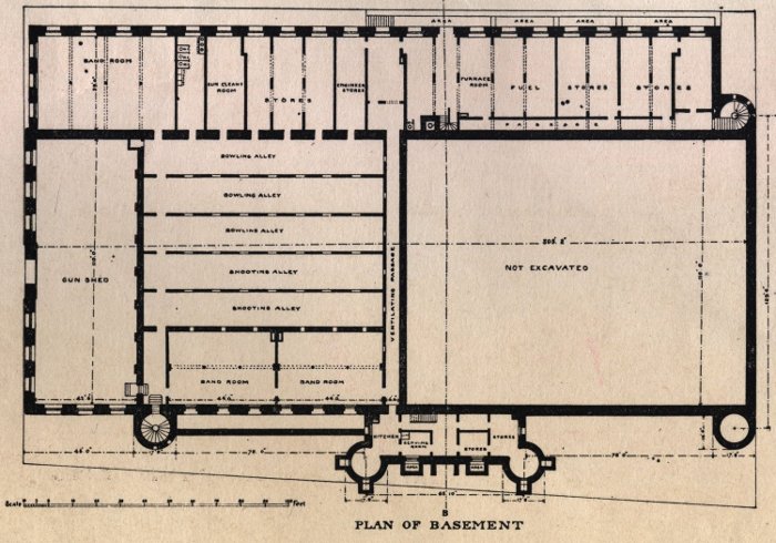 Halifax Armouries, floor plan, basement level