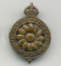 The First World War cap badge of the Princess Patricia's Canadian Light Infantry.