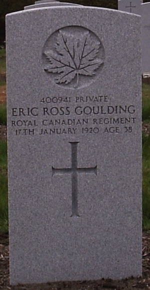 CWGC headstone for Pte Eric Goulding