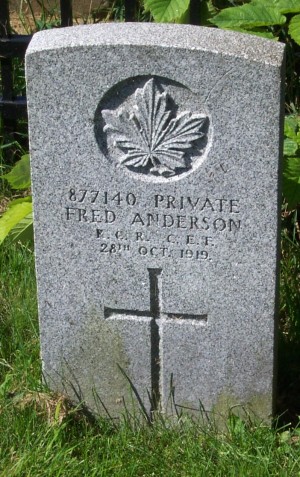 CWGC headstone for Pte Frederick Anderson