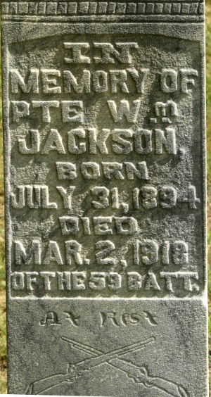 Family headstone for Pte William Jackson
