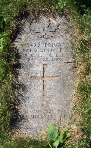 CWGC headstone for Pte Fred Dunkley