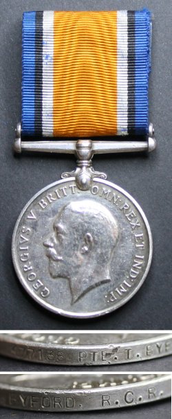 British War Medal awarded to 477136 Private Thomas Byford.