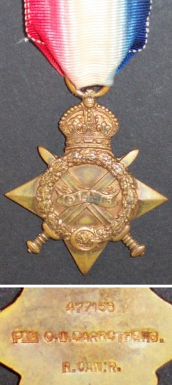 1914-15 Star awarded to 477158 Private William Charles Carrothers.