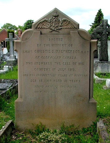 Lieut. Christie S. Macpherson, gravestone.